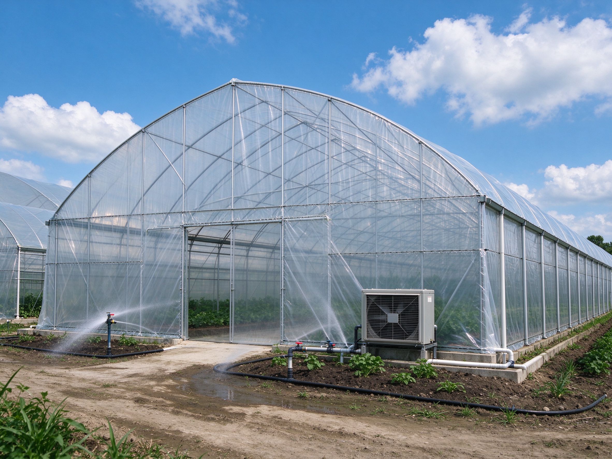 Arched polytunnel greenhouse